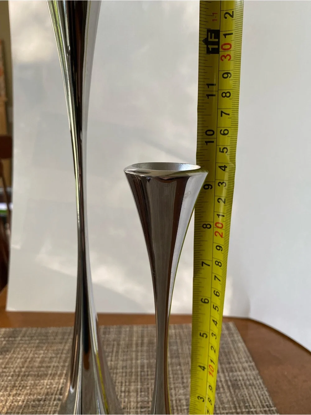 Crate & Barrel Arden set of 3 Sleek Stainless Steel Taper Candle Holders